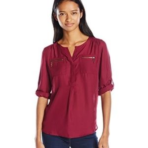 My Michelle Zipper Pocket Blouse